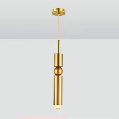 Modern Style Cylinder Hanging Light Metal Crystal LED Pendant Light for Bedside