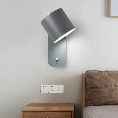 Modern Style Cylinder Shade Wall Lamp Metal 1 Light Wall Light  for Bedroom