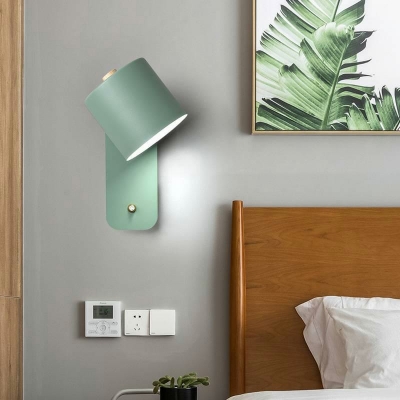 Modern Style Cylinder Shade Wall Lamp Metal 1 Light Wall Light  for Bedroom