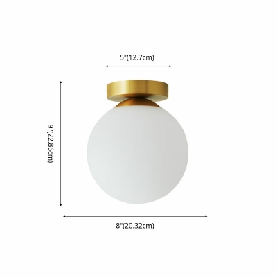 Modern Style Globe Shaped Semi Flush Mount Light Glass 1 Light Ceiling Light for Bedroom