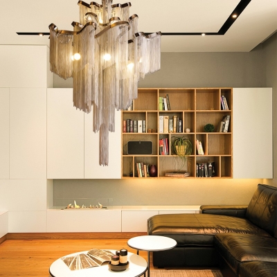 Modern Style Hanging Light Kit Tassel Shape Chandelier for Hotel Lobby