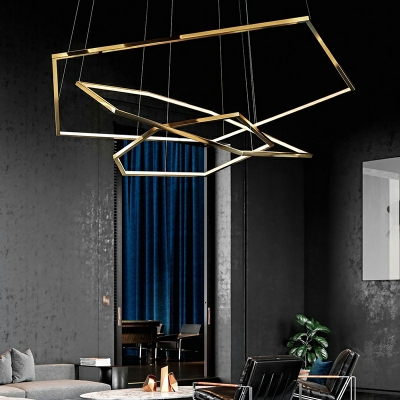 Modern Style Multi-layer Hanging Lights Stepless Dimming Chandelier for Living Room Dinning Room Restaurant