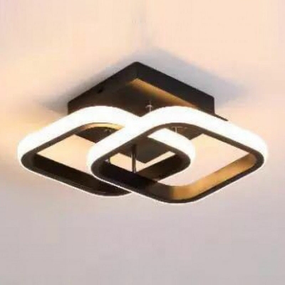Modern Style Rectangle Shaped Semi Flush Mount Light Acrylic 2 Light Ceiling Light for Bedroom