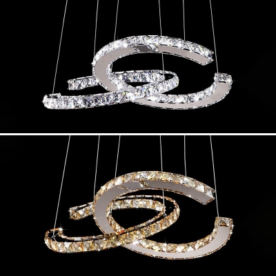 Modern Style Ring Shaped Chandelier Crystal 2 Light Chandelier for Restaurant