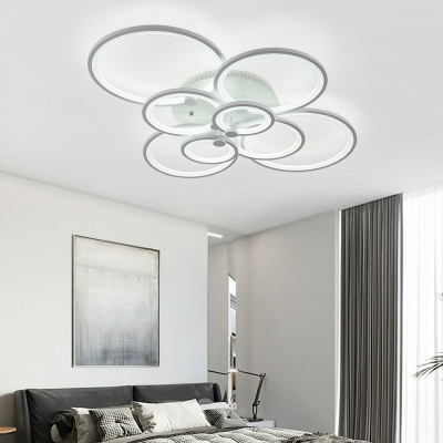 Modern Style Ring Shaped Semi Flush Mount Light Acrylic 8 Light Ceiling Light for Bedroom