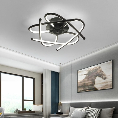 Modern Style Semi Flush Mount Light Metal 6 Light Ceiling Light for Bedroom