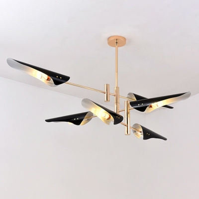 Modern Style Sputnik Chandelier Metal 6 Light Chandelier for Living Room