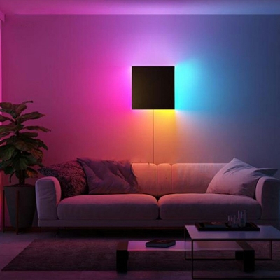 Modern Style Wall Light LED Fixture RGB Dimmable Ambient Eclipse LED Wall Sconce in Black for Bedroom