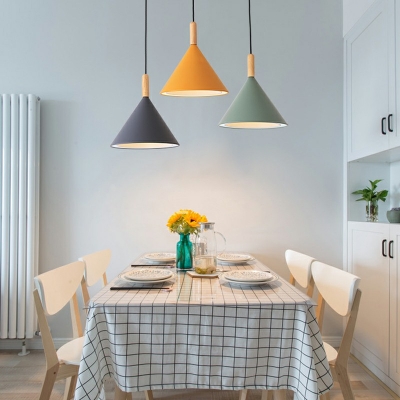 Nordic Style Macaron Hanging Light Cone Shaped LED 2-Lights Pendant Light for Dinning Room Bar