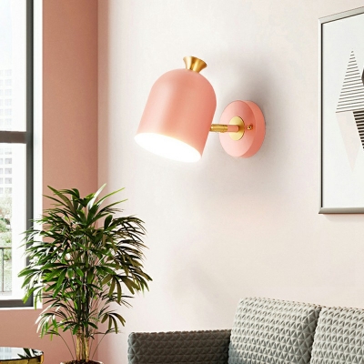 Nordic Style Metal 1 Light Wall Sconce Light Macaron Color Wall Lamp for Girl Boy Bedroom