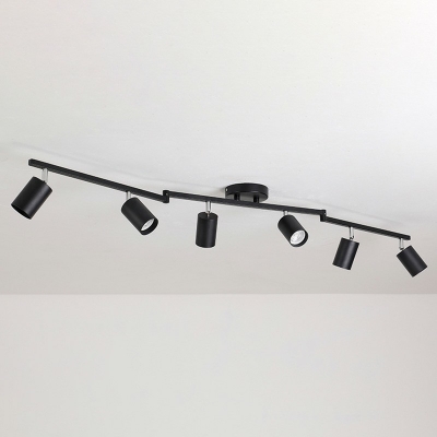 Nordic Style Metal Track Lighting LED Cylindrical Semi Flush Ceiling Light for Foyer and Cloakroom