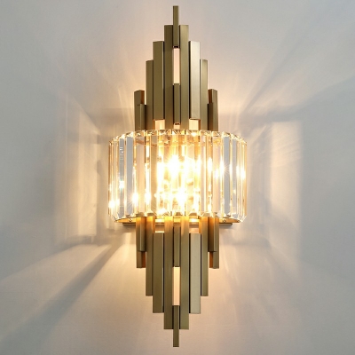Post-modern 2 Lights Wall Mount Strips Crystal Wall Sconce Lighting for Living Room