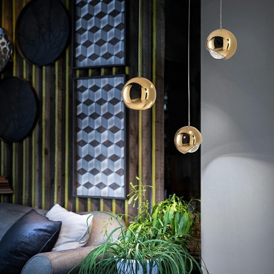 Postmodern Style LED Pendant Light Platting Metal Acrylic Globe Hanging Light for Bar Bedside