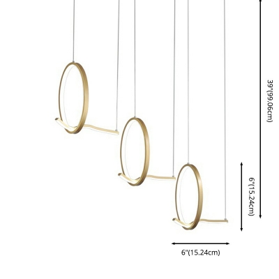 Ring Shape Pendant Nordic Metal Shade 35.5 Inchs Wide LED Hanging Lamp for Bedroom