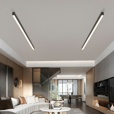 Seamless Connection Modern Black Linear Ceiling Light Stepless Dimming High Output LED Flush Mount Lighting