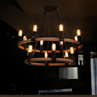 Simple American Style Chandelier 14 Head Industrial Ceiling Chandelier for Bar Bedroom Dining Room Cafe
