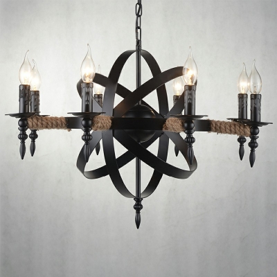 Simple American Style Chandelier 8 Head Industrial Ceiling Chandelier for Cafe