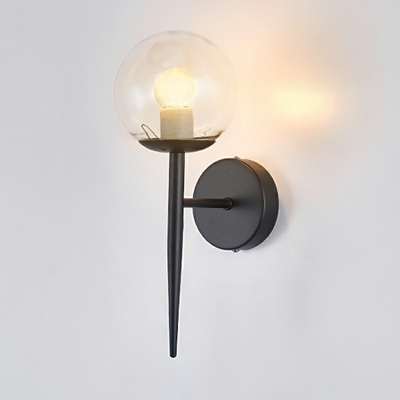 Sphere Bedside Wall Hanging Lamp Glass Single Bulb Minimalist Wall Mount Light Fixture