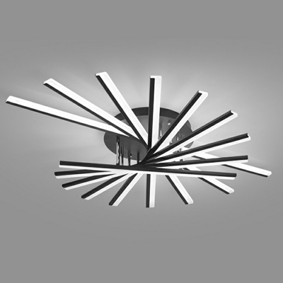 Sputnik Iron Semi Flush Ceiling Light Modernism LED Flushmount in Black for Living Room