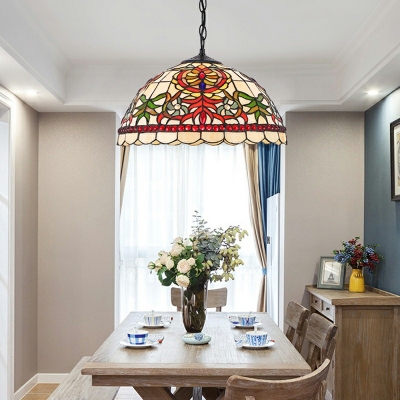 Stained Glass Pendant Light Single Light Tiffany Style Hanging Light for Villa