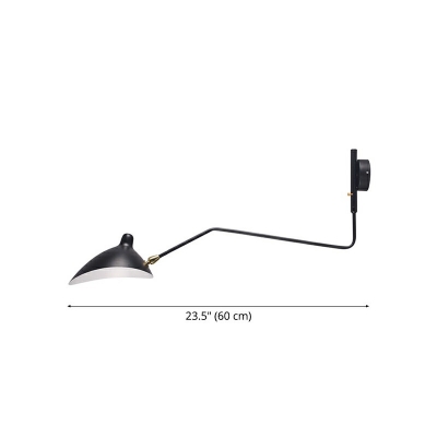 1-Light Curved Arm Wall Light Fixture Metal Minimalist Design Wall Lighting