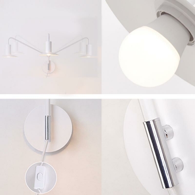 1-Light Vintage Style Wall Sconce Lamps Swing Arm Wall Mount Light in White