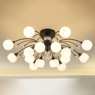 8/10/16 Heads Semi Flush Ceiling Light Traditional Style Semi Flush Mount with Orb Frosted Glass Shade