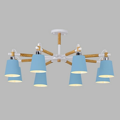 8 Lights Minimalist Macaron Hanging Ceiling Light Metal Hanging Chandelier for Sitting Room