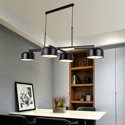 Adjustable Island Light Fixture 4 Lights Modern Metal and Acrylic Shade Hanging Ceiling Light for Kitchen