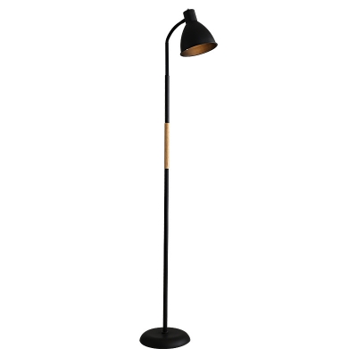 Black Bell Shaped Floor Lamp Industrial Simplistic 1 Head Metal Floor Reading Light with Round Base for Living Room