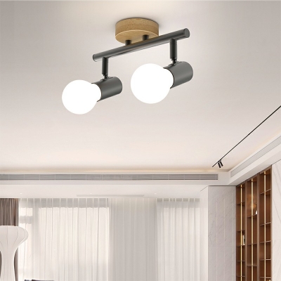 Black Living Room Ceiling Track Lighting Iron Modernism Semi Flush Light Fixture