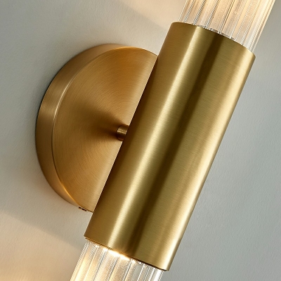 Brass Bathroom Vanity Lighting Cylinder 4 Inchs Height 2-Head LED Vanity Sconce Light for Mirror Cabinet
