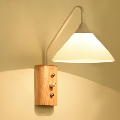 Child Bedroom Cone Wall Lamp Wood Metal 1 Head Nordic Style 12
