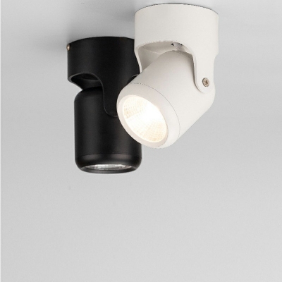 Contemporary Style Cylinder Flush Mount Light 1 Head Metal Ceiling Light in Black/White Flush Light for Sitting Room