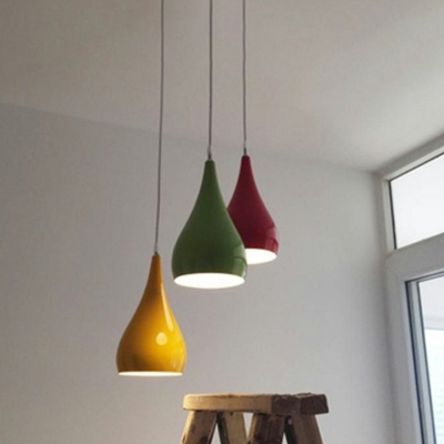 Contemporary Style Teardrop-Like Living Room Hanging Light Fixture Metal 1 Head Pendant Light