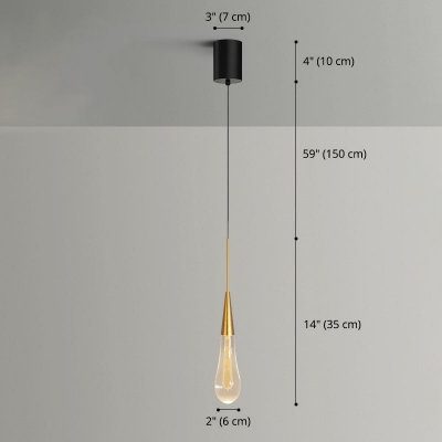 Contemporary Suspended Lighting Fixture Gold Ceiling Pendant in Single Light