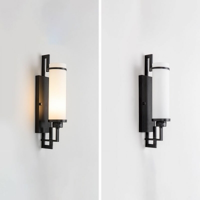 Cylinder Wall Sconce Light Creative Modern Nordic Metal and Glass Shade Wall Light for Living Room
