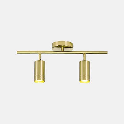 Cylindrical LED Track Spotlight Nordic Style Metal Rotatable Semi Flush Light in Gold