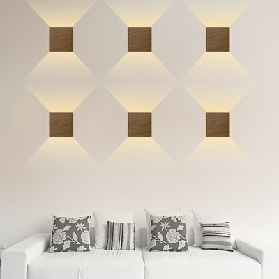 Dark Wood Square LED Wall Light Designers Style 4