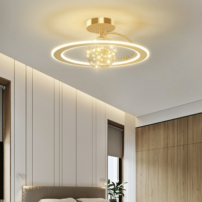 2-Light Metal Flush-Mount Light Fixture LED Ring Flushmount for Living Room