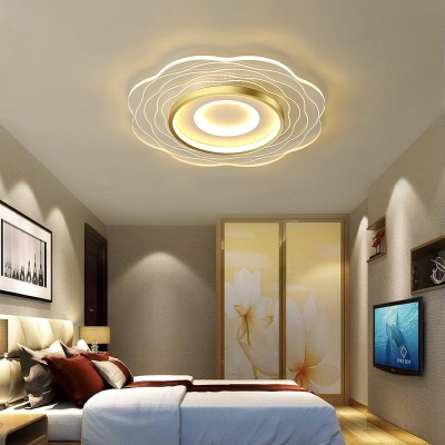 Gold LED Flower Shape Ceiling Mount Lamp Light Acrylic Suspension Ceiling Light Fixture