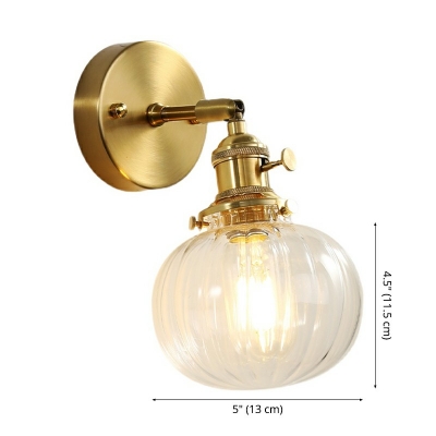 Industrial Style Globe Shade Wall Lamp Glass 1 Light Wall Light for Bedroom