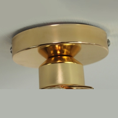 Industrial Style Globe Shaped Semi Flush Mount Light Metal Crystal 1 Light Ceiling Light for Porch