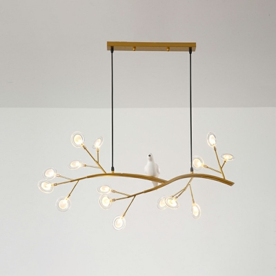 Island Light Fixture 15 Lights Modern Iron and Acrylic Shade Hanging Ceiling Light for Kitchen