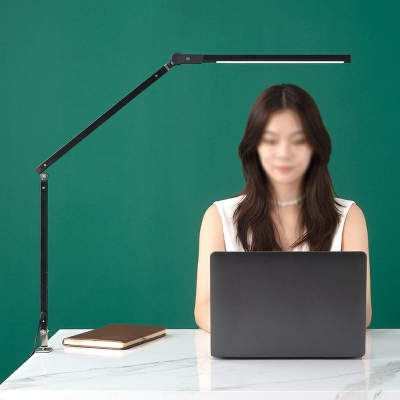 Linear LED Night Table Lamp Minimalist Metal Nightstand Light with Plastic Shade