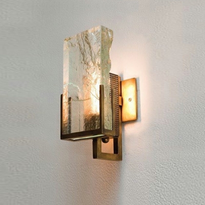 Living Room Sconce Light Modern Brass Wall Mount Lighting in Warm Light with Crystal Shade