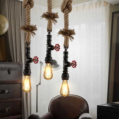 Manilla Rope Cord Pendant Lighting Single Light Industrial-Style Pendant Lamp in Browns