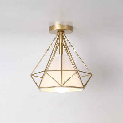 Metal Cage Ceiling Mount Light 1 Light Flush Mount Pendant Fixture in Industrial Style