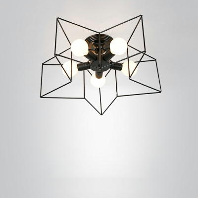 Metal Star Shade Retro Industrial Style Ceiling Light Fixture with 5 Light Ceiling Mount Semi Flush Ceiling Fixture