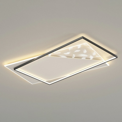 Minimalist Simple Acrylic LED Semi Flush Mount Metal Indoor Ceiling Light with Feather